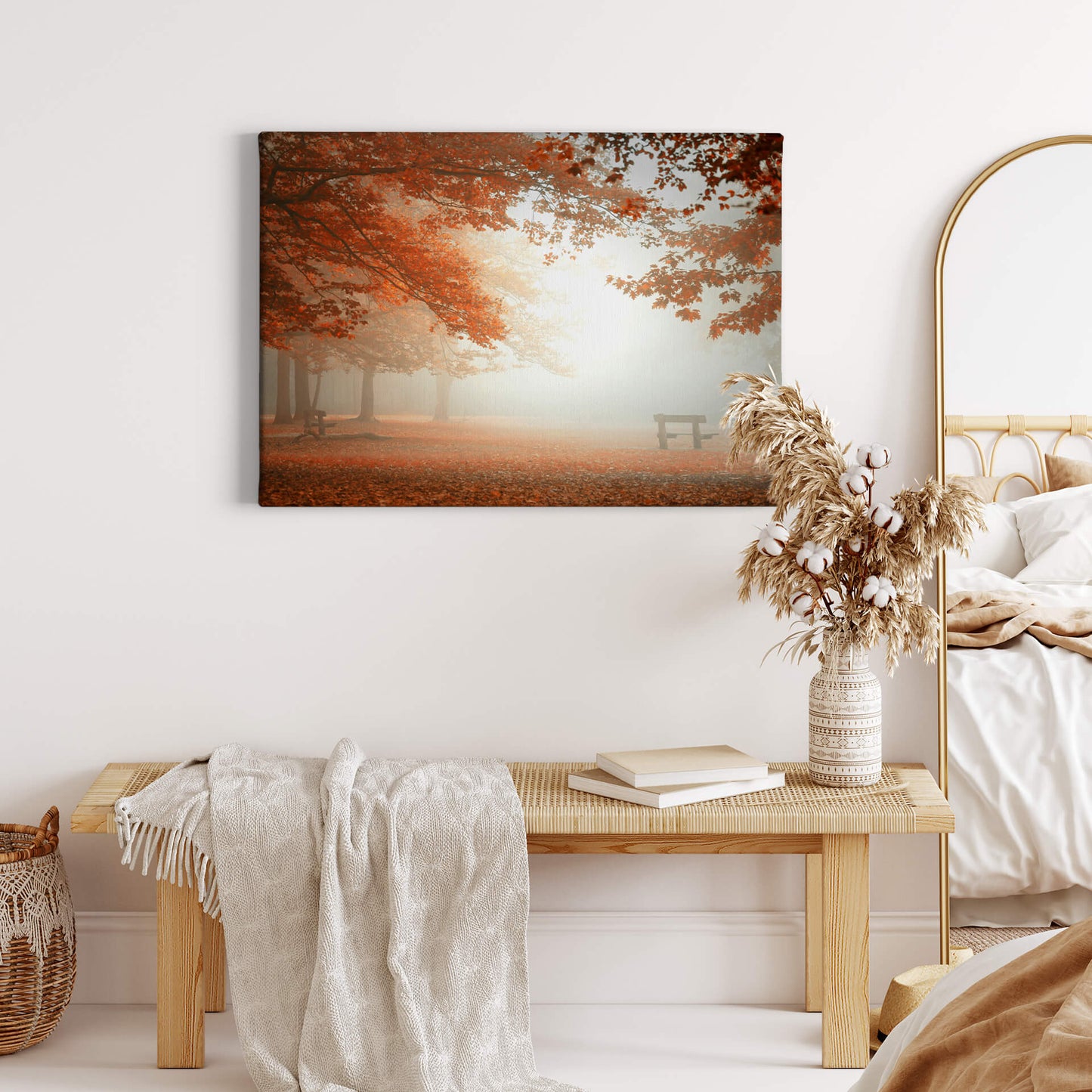 Baum Leinwandbild Braun Orange 70x50 DD123023 Keilrahmenbild Wandbild Leinwand
