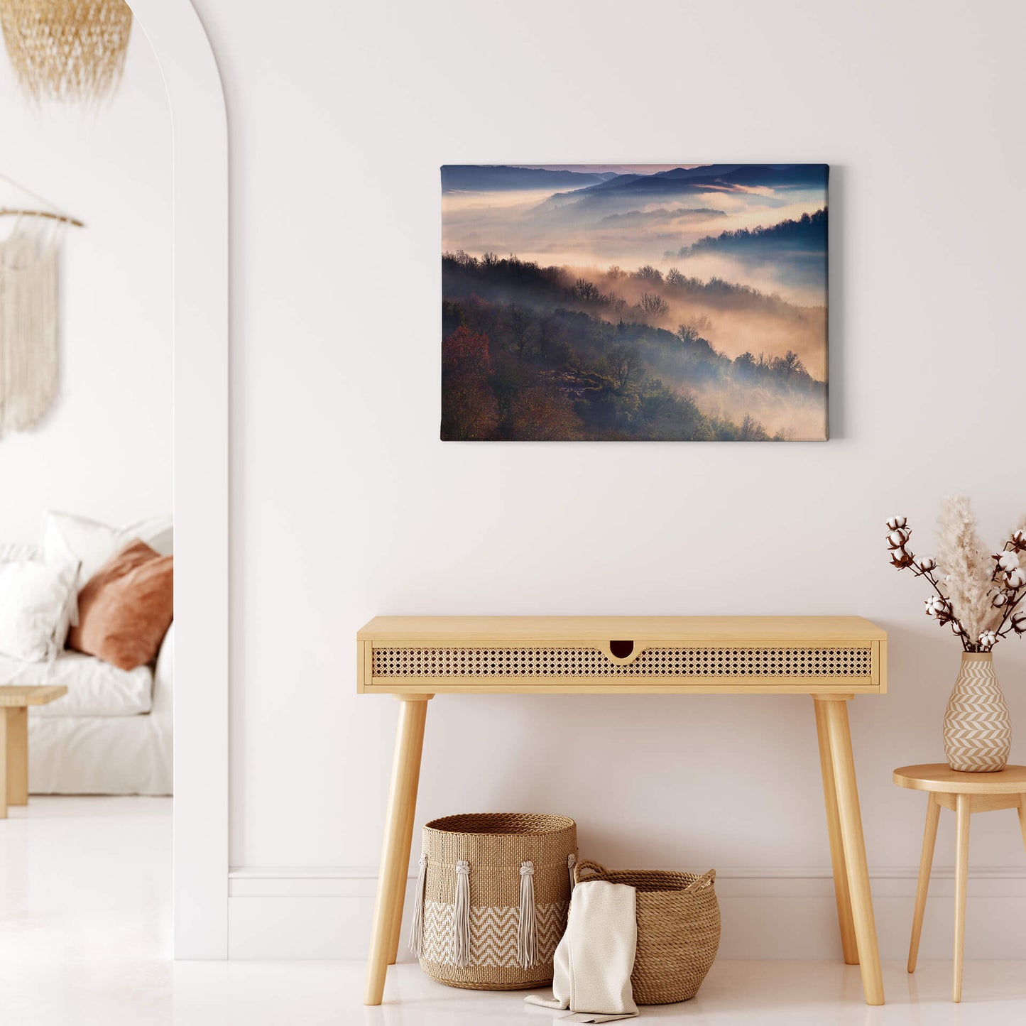 Leinwandbild Landschaft Nebel Blau Weiß 70x50 DD123025 Keilrahmenbild Wandbild