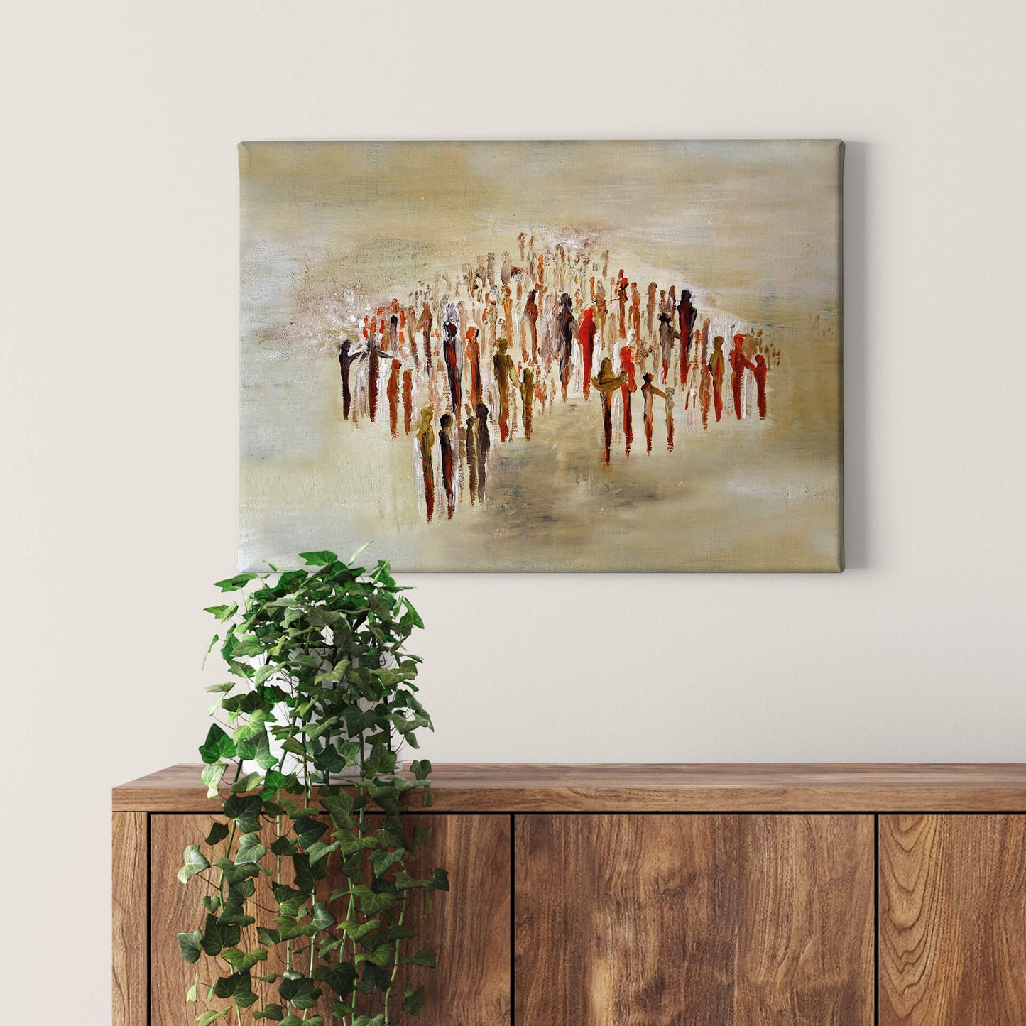 Kunst Leinwandbild Menschen Braun Beige 70x50 DD123073 Wandbild Leinwand