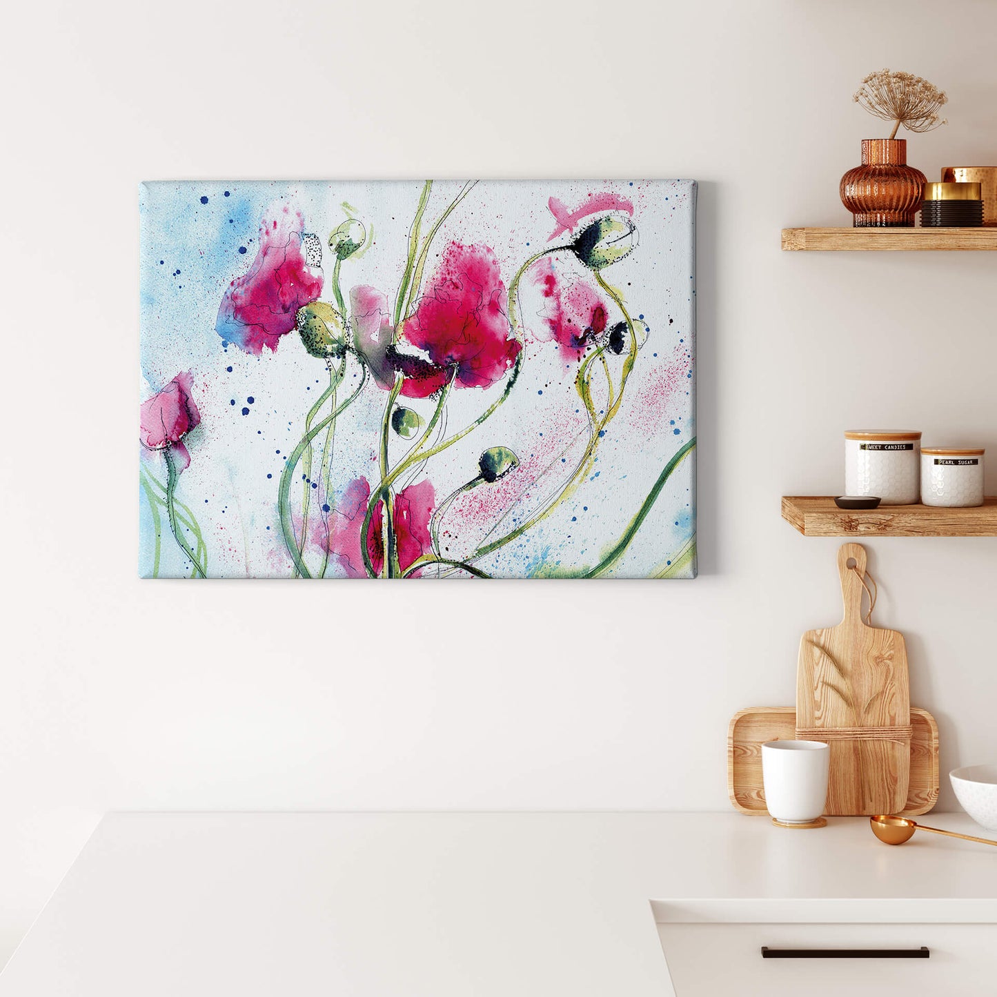Kunst Leinwandbild Blumen Weiß Rosa 70x50 DD123083 Wandbild Leinwand Floral