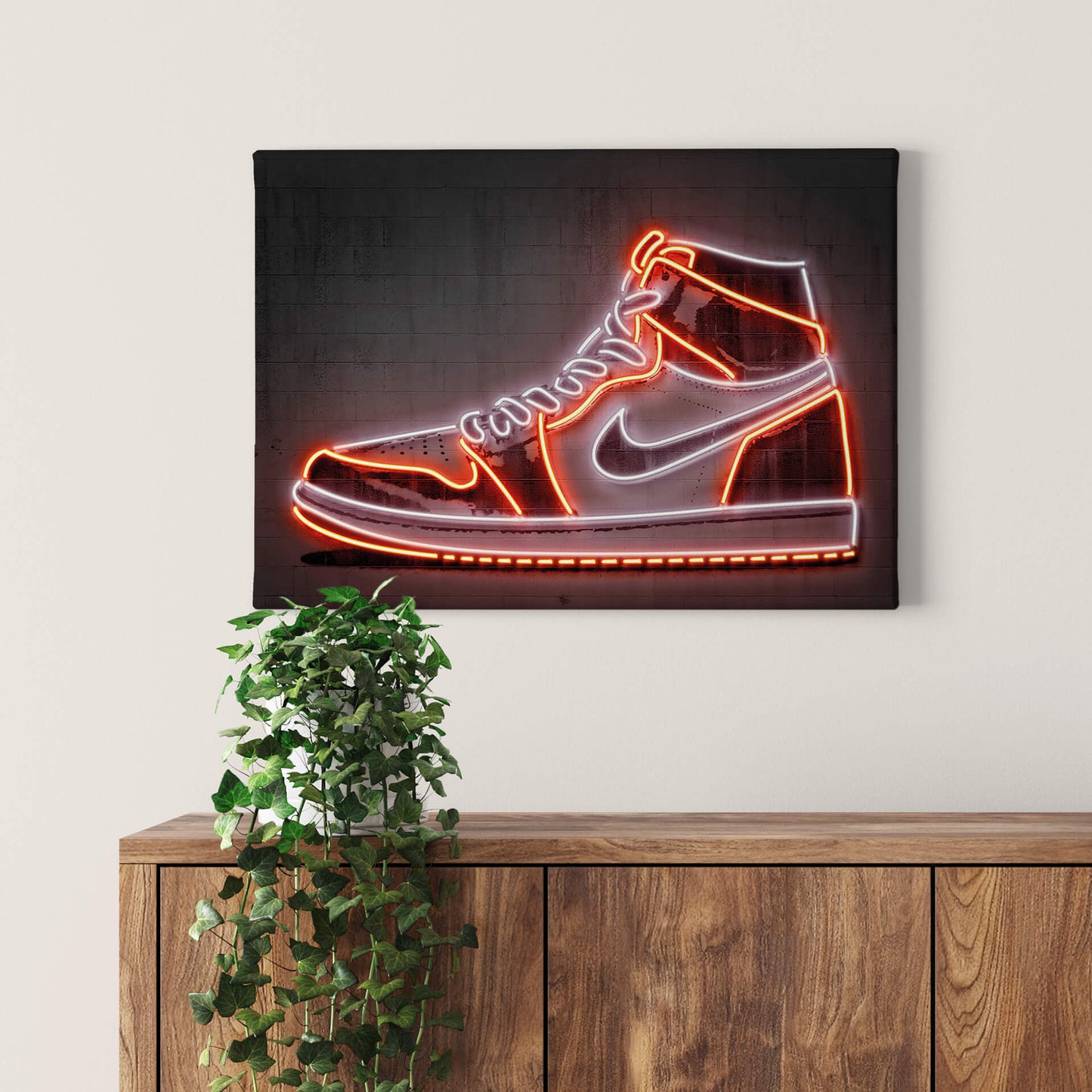 Leinwandbild Nike Jordan 1 Sneaker LED-Optik Bild 70x50 DD123089 Wand Keilrahmen