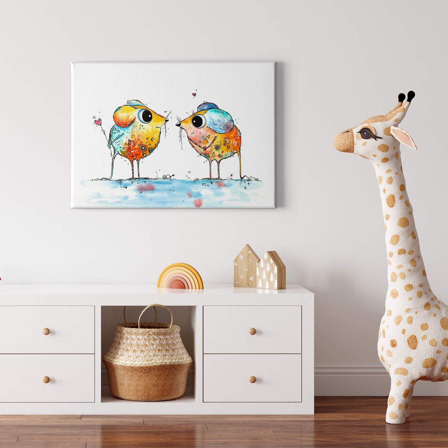 Leinwandbild Maus Kinderzimmer Blau Gelb 70x50 DD123095 Keilrahmenbild Wandbild