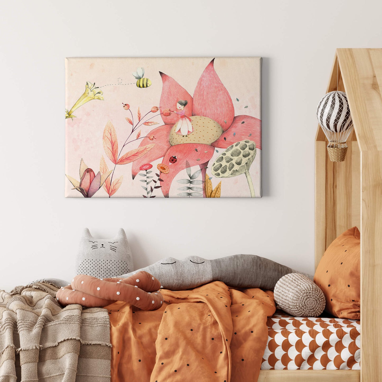 Leinwandbild Kinderzimmer Beige Rosa 70x50 DD123100 Keilrahmenbild Wandbild