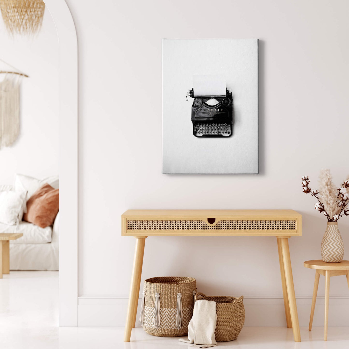 Leinwandbild Schreibmaschine Schwarz Weiß Grau 50x70 DD123137 Wandbild Leinwand