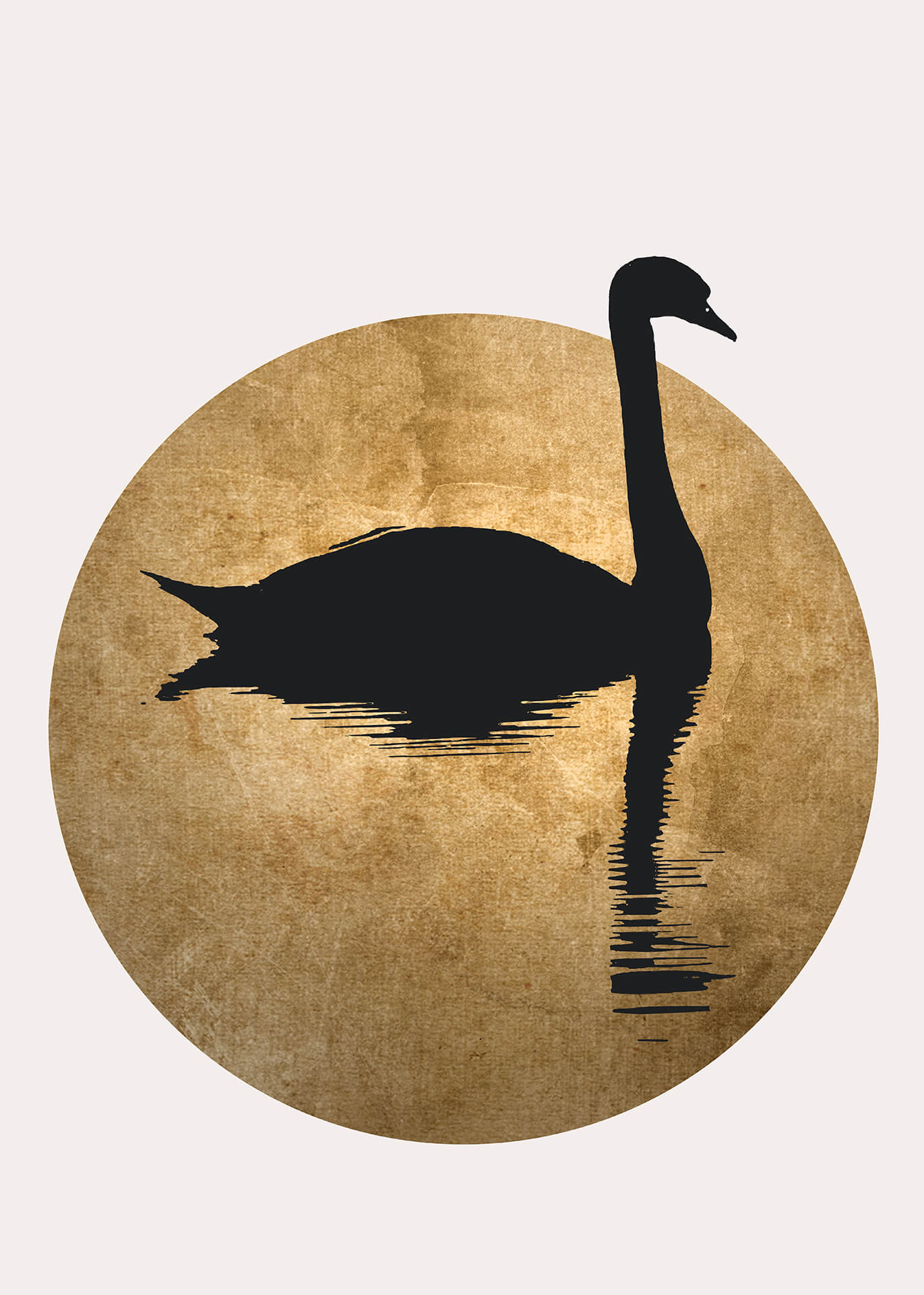 Schwan Leinwandbild Schwarz Gold Weiß 50x70 DD123154 Keilrahmen Wandbild