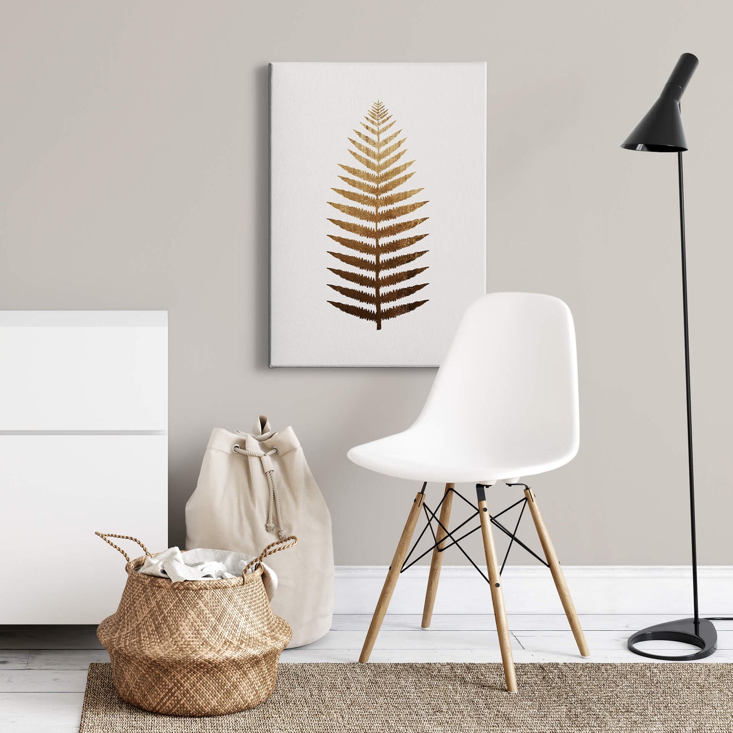 Leinwandbild Feder Gold Schwarz Weiß 50x70 DD123155 Wandbild Leinwand Modern