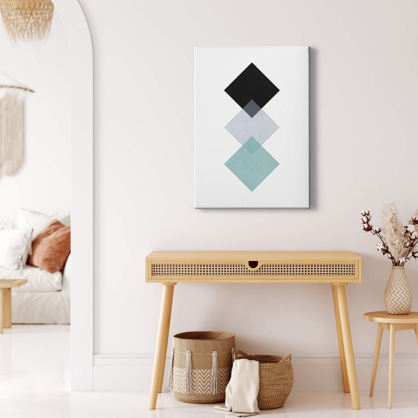 Leinwandbild Geometrisch Blau Grau Schwarz Weiß 50x70 DD123162 Keilrahmenbild