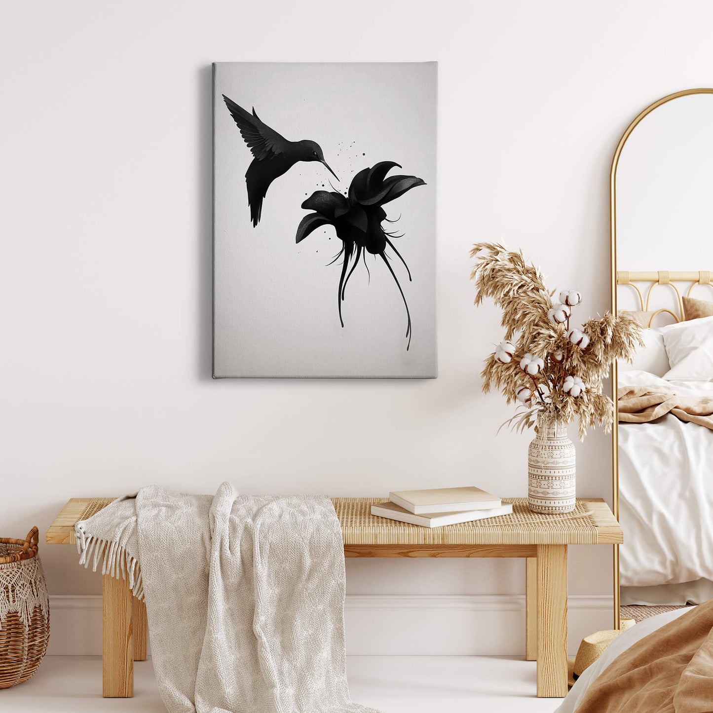 Vogel Leinwandbild Weiß Schwarz 50x70 DD123172 Keilrahmenbild Wandbild Leinwand