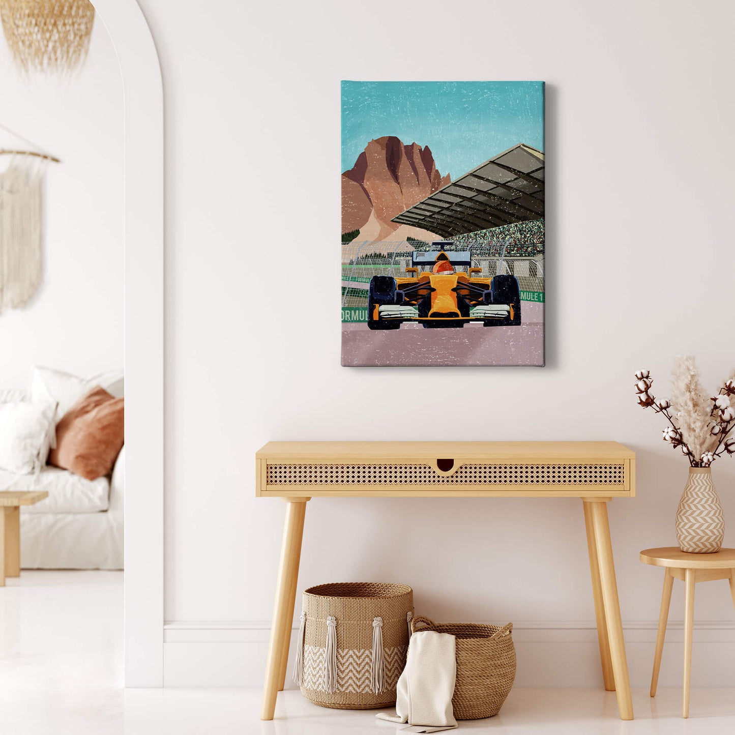 Leinwandbild Kinderzimmer Rennwagen Orange 50x70 DD123200 Keilrahmen Wandbild