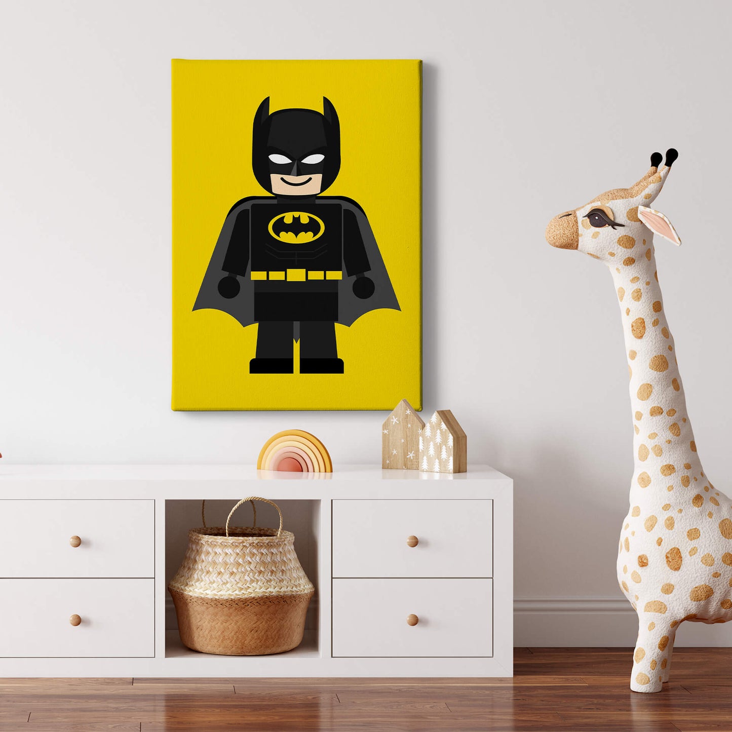 Leinwandbild Kinderzimmer Batman Gelb Schwarz 50x70 DD123201 Keilrahmen Wandbild