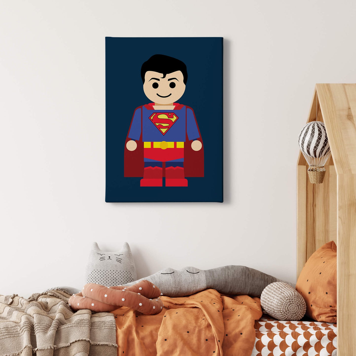 Leinwandbild Kinderzimmer Blau Rot Superman 50x70 DD123202 Keilrahmen Wandbild