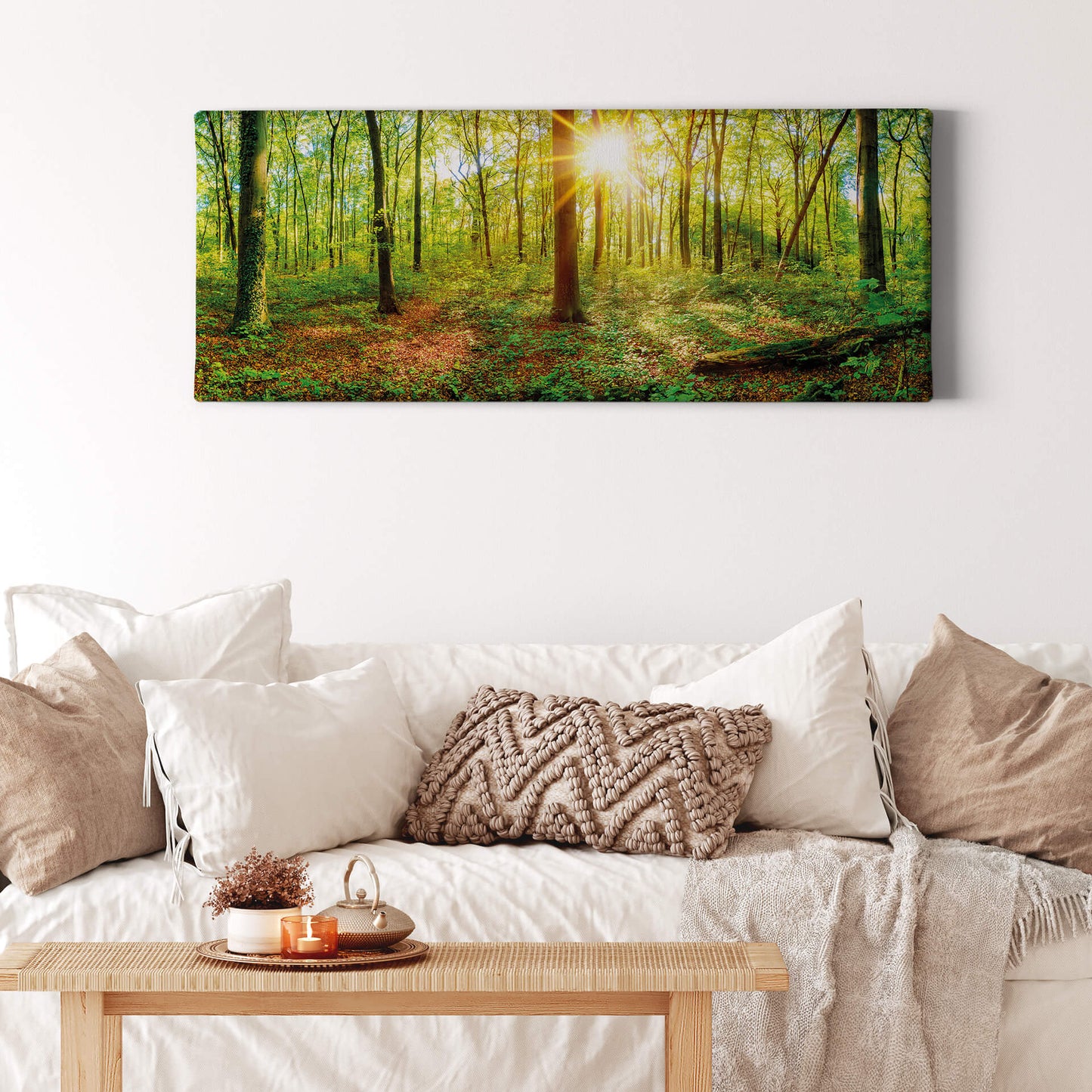 Wald Leinwandbild Grün Braun 100x40 DD123203 Keilrahmenbild Wandbild Leinwand
