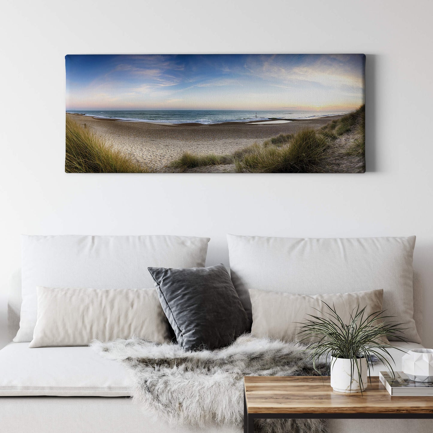 Leinwandbild Meer Strand Braun Blau 100x40 DD123217 Keilrahmen Wandbild Leinwand