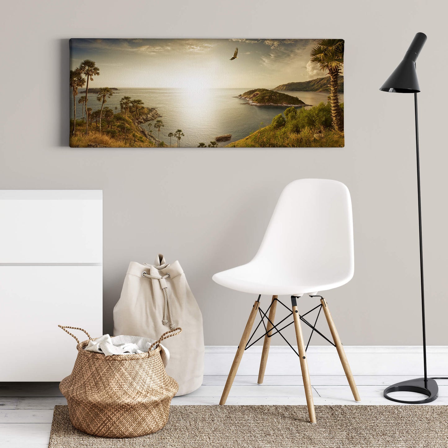 Leinwandbild Meer Wald Braun Grün Blau 100x40 DD123218 Wandbild Leinwand