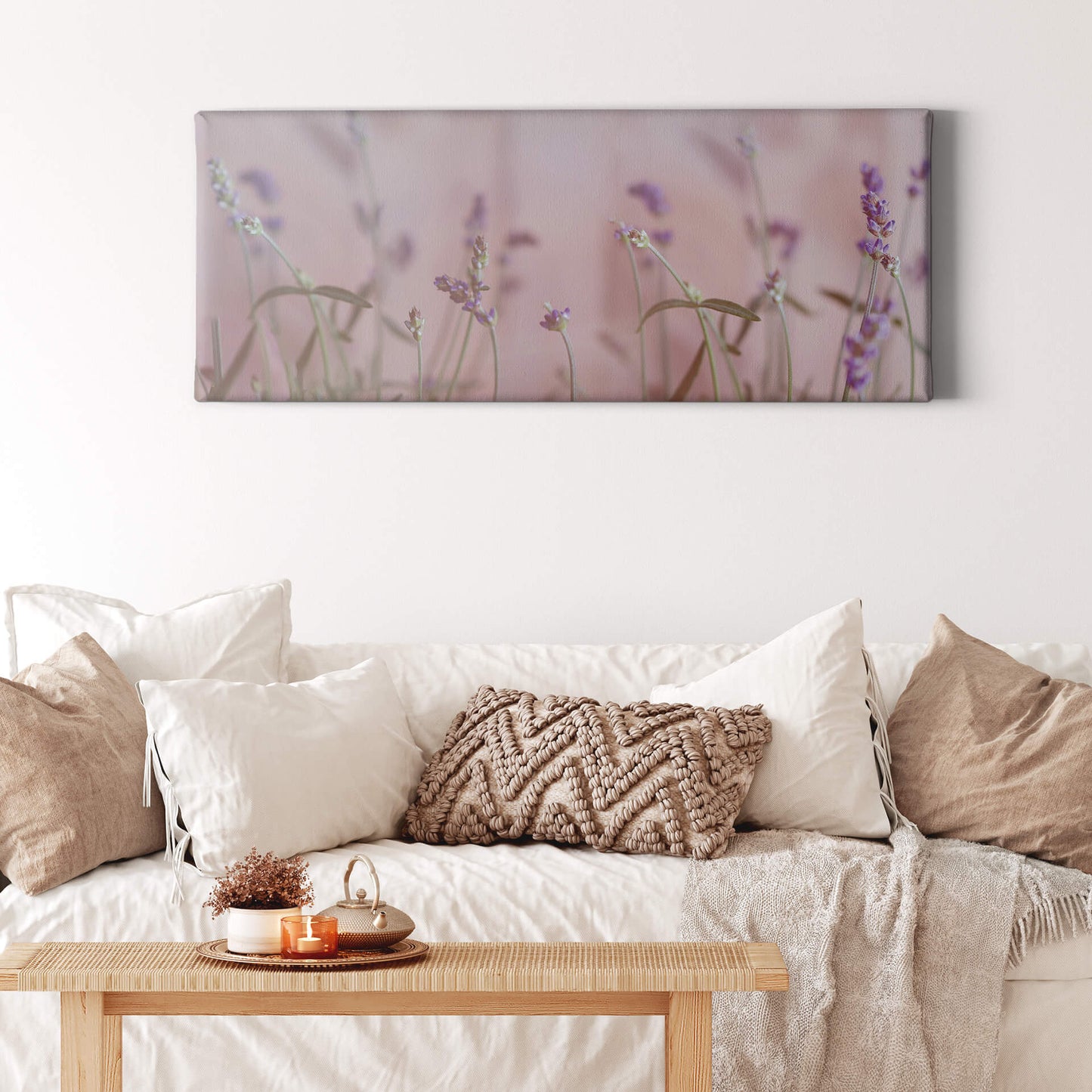 Leinwandbild Blume Lila Grau Grün 100x40 DD123221 Keilrahmen Wandbild Leinwand