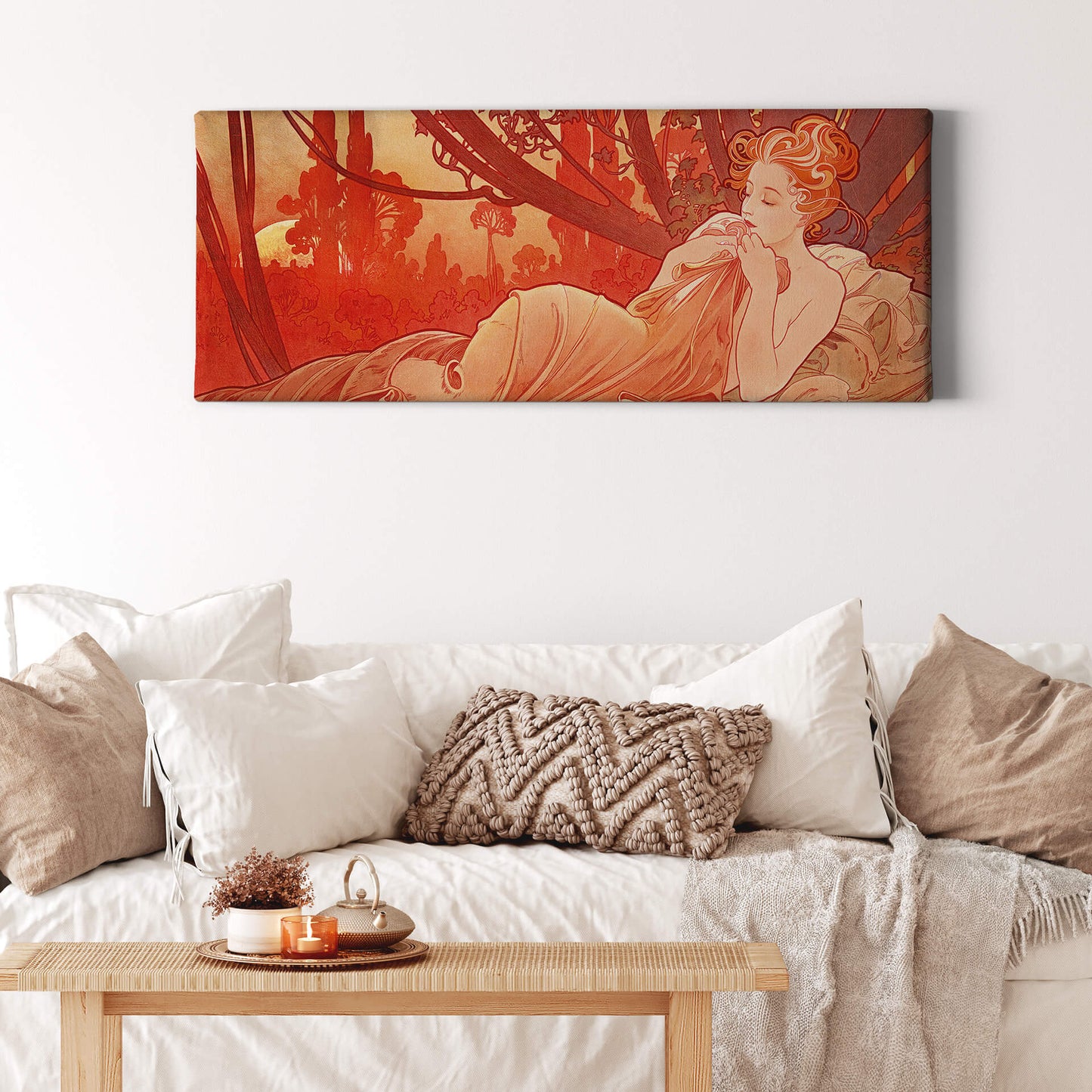 Leinwandbild Frau Kunst Rosa Orange 100x40 DD123240 Keilrahmen Wandbild