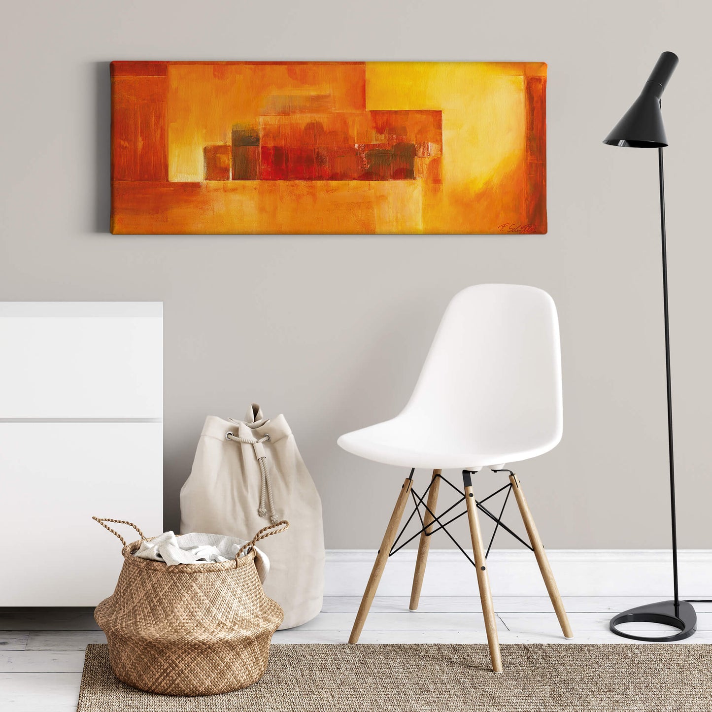 Abstrakte Kunst Leinwandbild Orange 100x40 DD123246 Wandbild Leinwand Keilrahmen