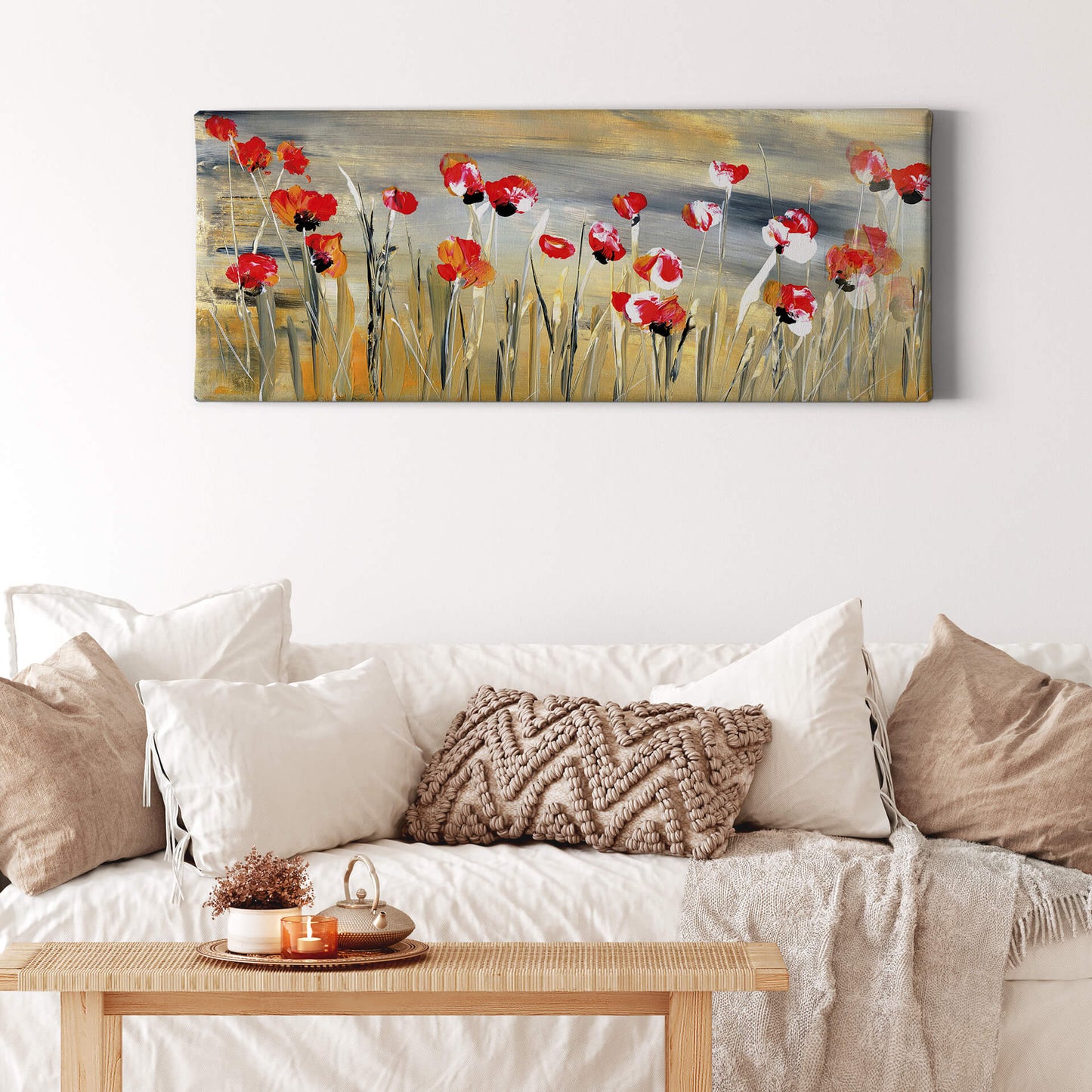 Leinwandbild Floral Rot Grün 100x40 DD123247 Keilrahmenbild Wandbild Blumen