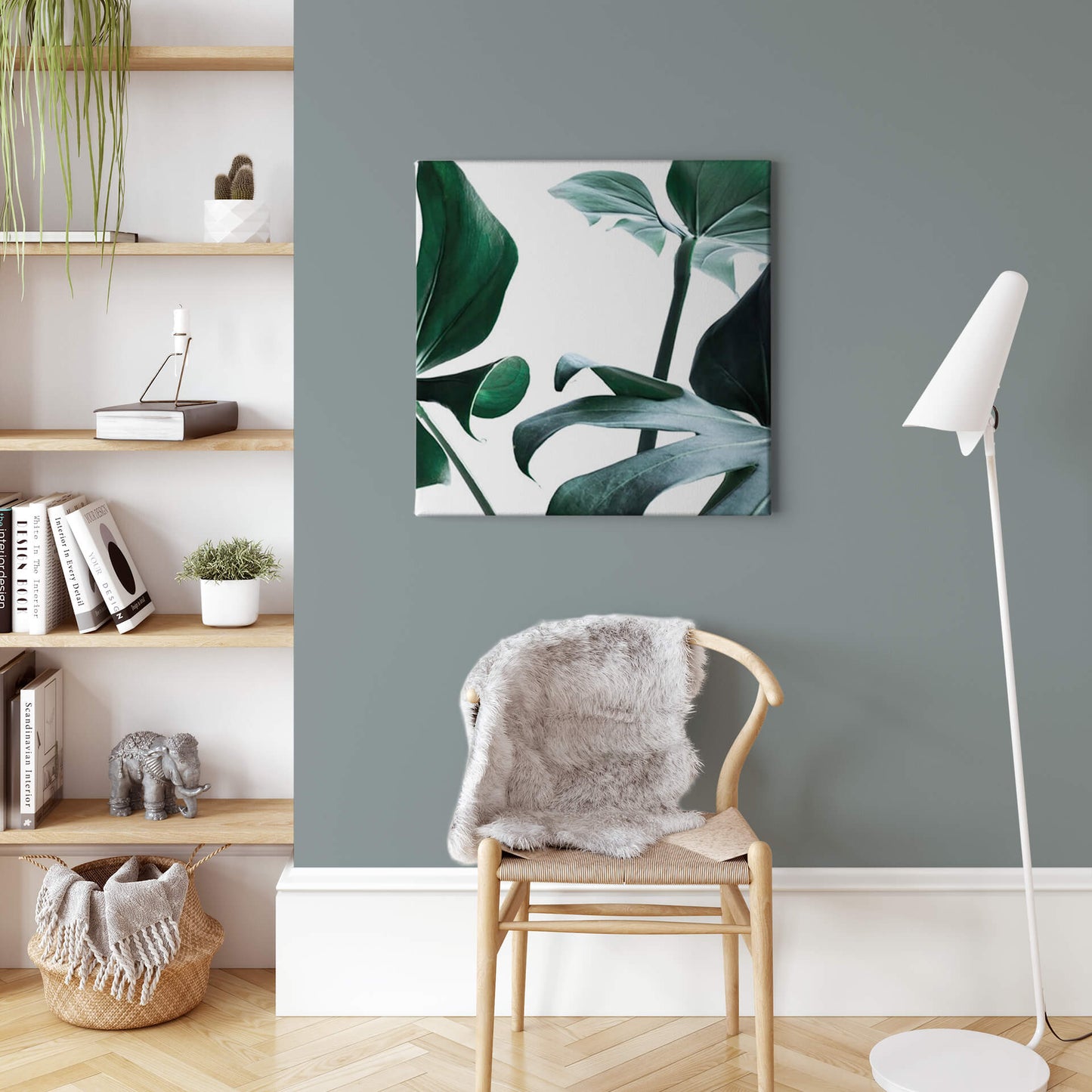 Palmen Leinwandbild Grün Weiß 50x50 DD123253 Keilrahmen Wandbild Leinwand