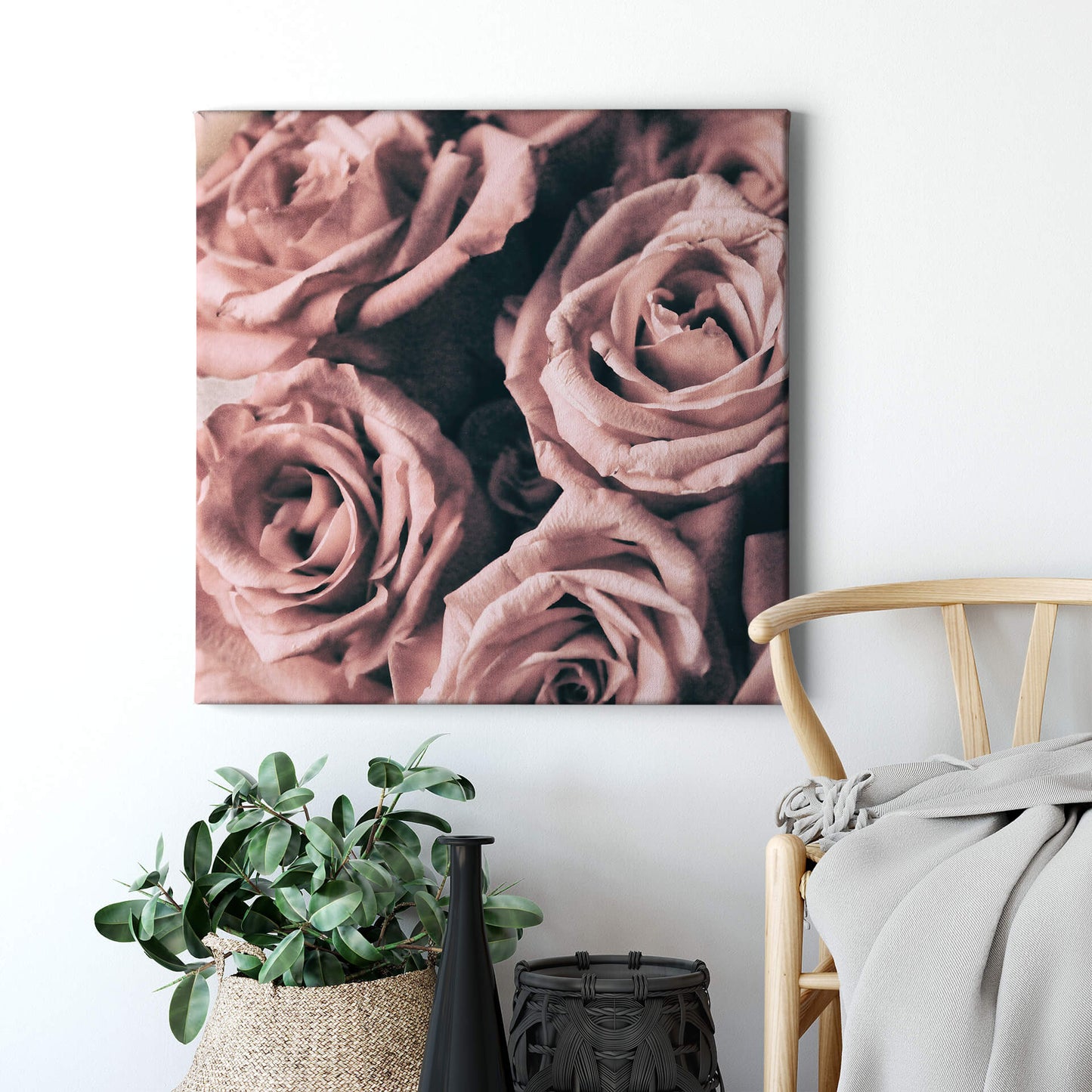 Blumen Leinwandbild Rosa 50x50 DD123254 Keilrahmenbild Wandbild Leinwand