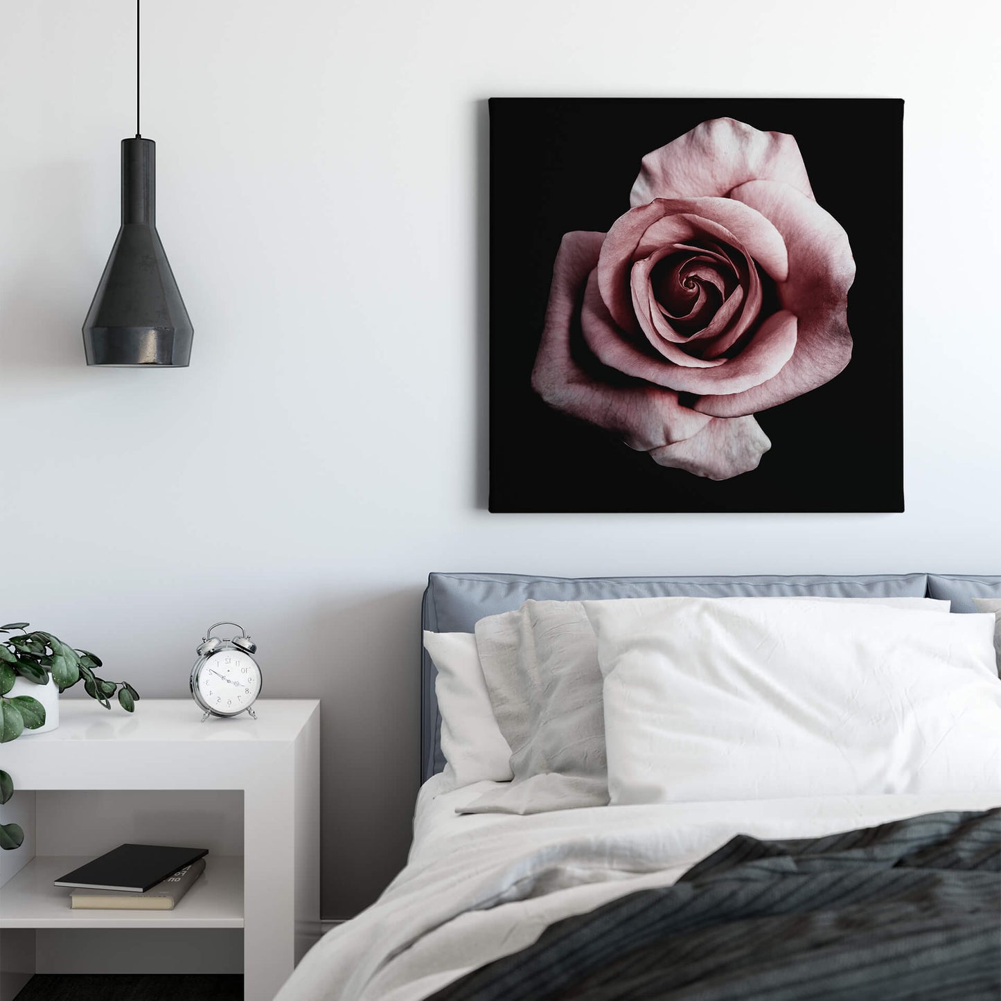 Blume Leinwandbild Rosa Schwarz 50x50 DD123256 Keilrahmenbild Wandbild Leinwand
