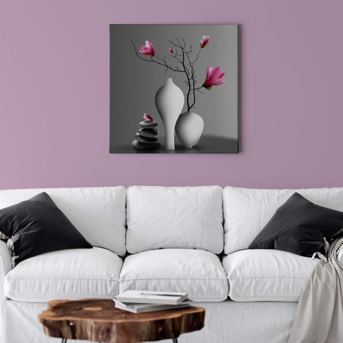 Blume Leinwandbild Rosa Weiß 50x50 DD123263 Keilrahmenbild Wandbild Leinwand