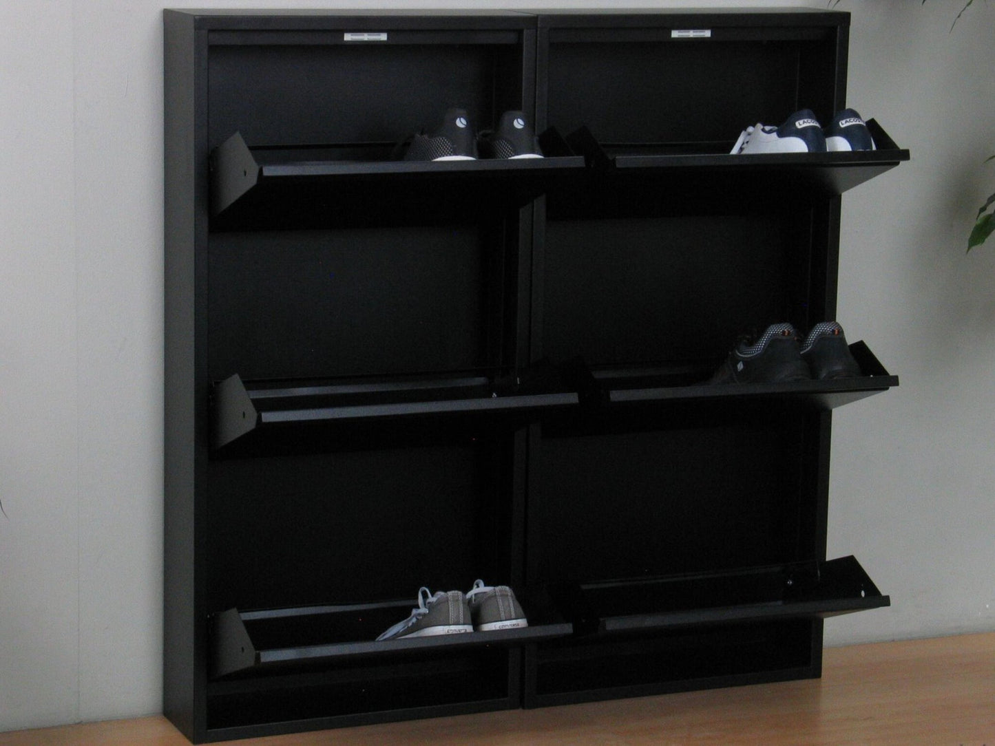 XL Schuhschrank Pisa New 6 Klappen Metall Schuhkipper Schuh Regal Ablage Schrank