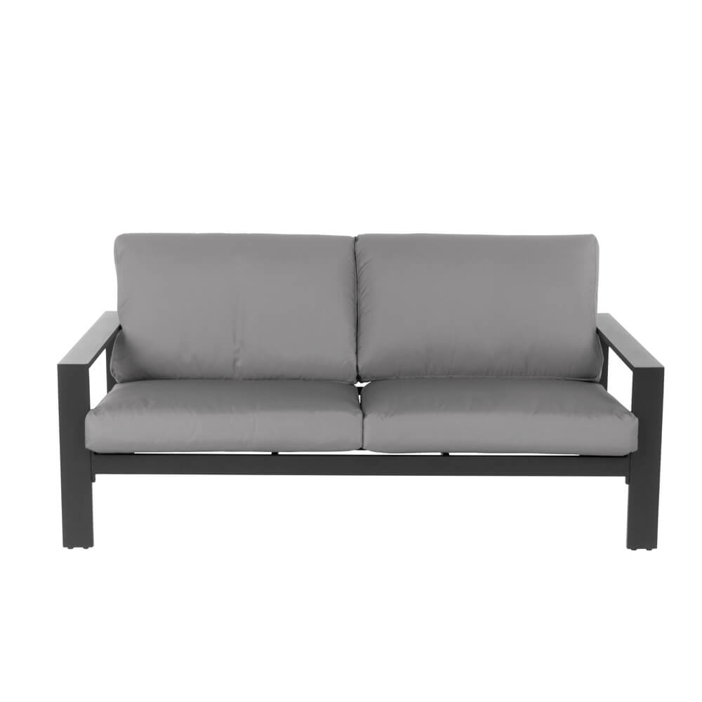 Sitzgruppe Elvo Gartensofa + 2 Sessel + Hocker Garten Möbel Lounge Set grau