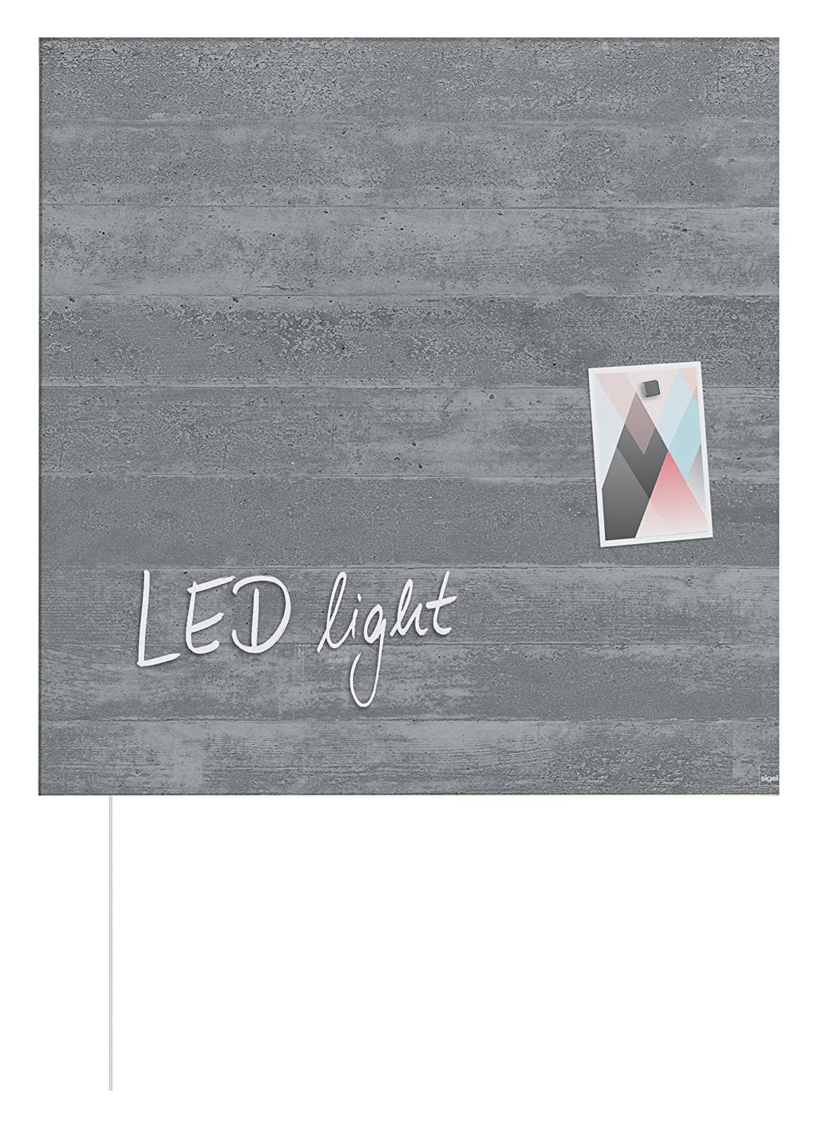 Sigel GL403 Glas Magnetboard LED Beleuchtung 48x48 Sichtbeton Magnettafel Board