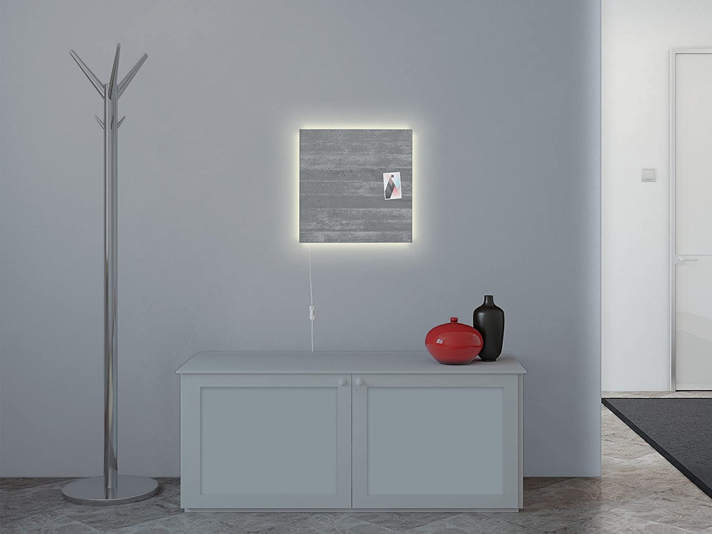 Sigel GL403 Glas Magnetboard LED Beleuchtung 48x48 Sichtbeton Magnettafel Board