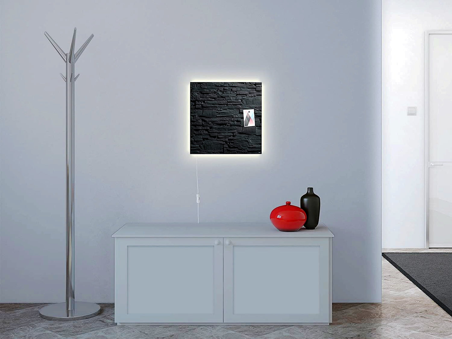 Sigel GL404 Glas Magnetboard LED Beleuchtung 48x48 Schiefer Stone Magnet Tafel