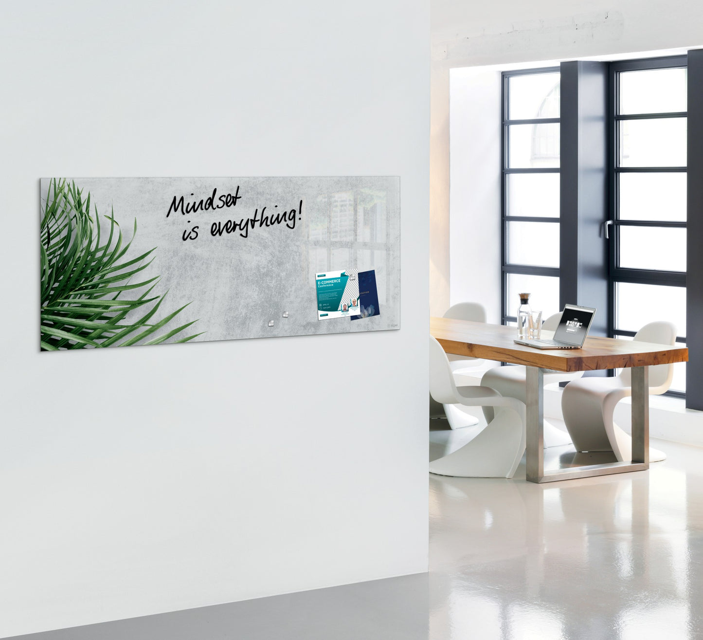 Sigel GL298 Glas Magnettafel Artverum Botanic 130x55 grau grün Magnetboard Tafel