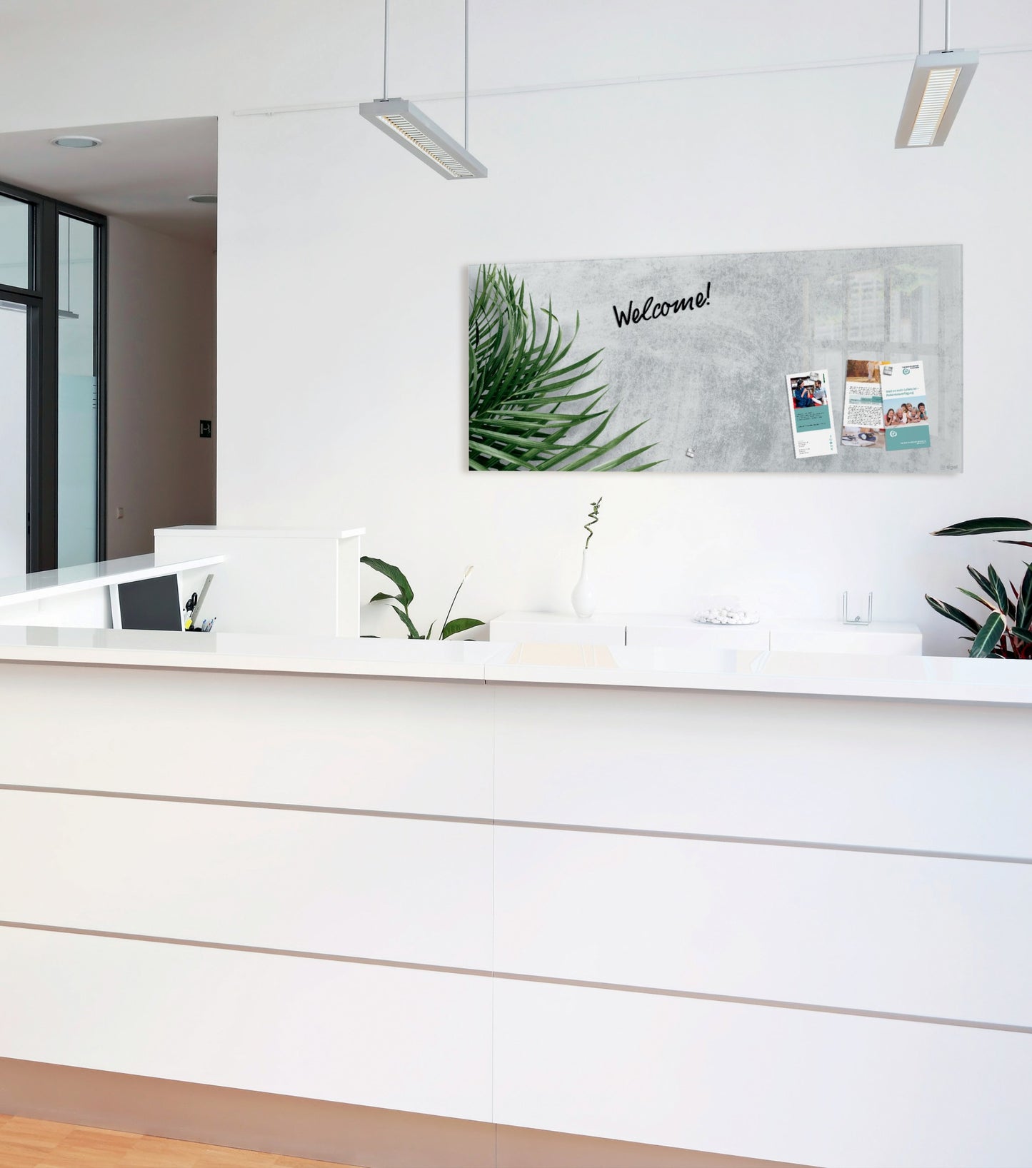Sigel GL298 Glas Magnettafel Artverum Botanic 130x55 grau grün Magnetboard Tafel