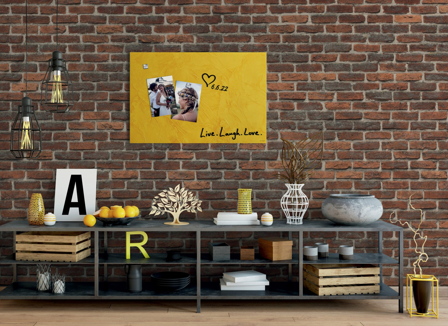 Sigel GL393 Glas Magnettafel Artverum Yellow 60x40cm gelb Magnetboard Tafel Memo
