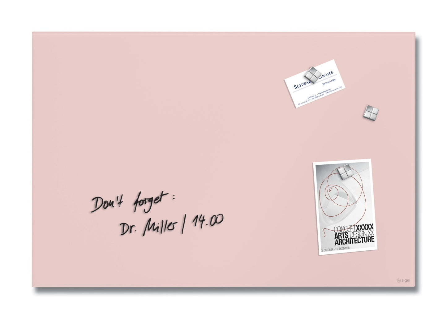 Sigel GL514 Glas Magnettafel Artverum 60x40 rosé Magnetboard Board Tafel Memo