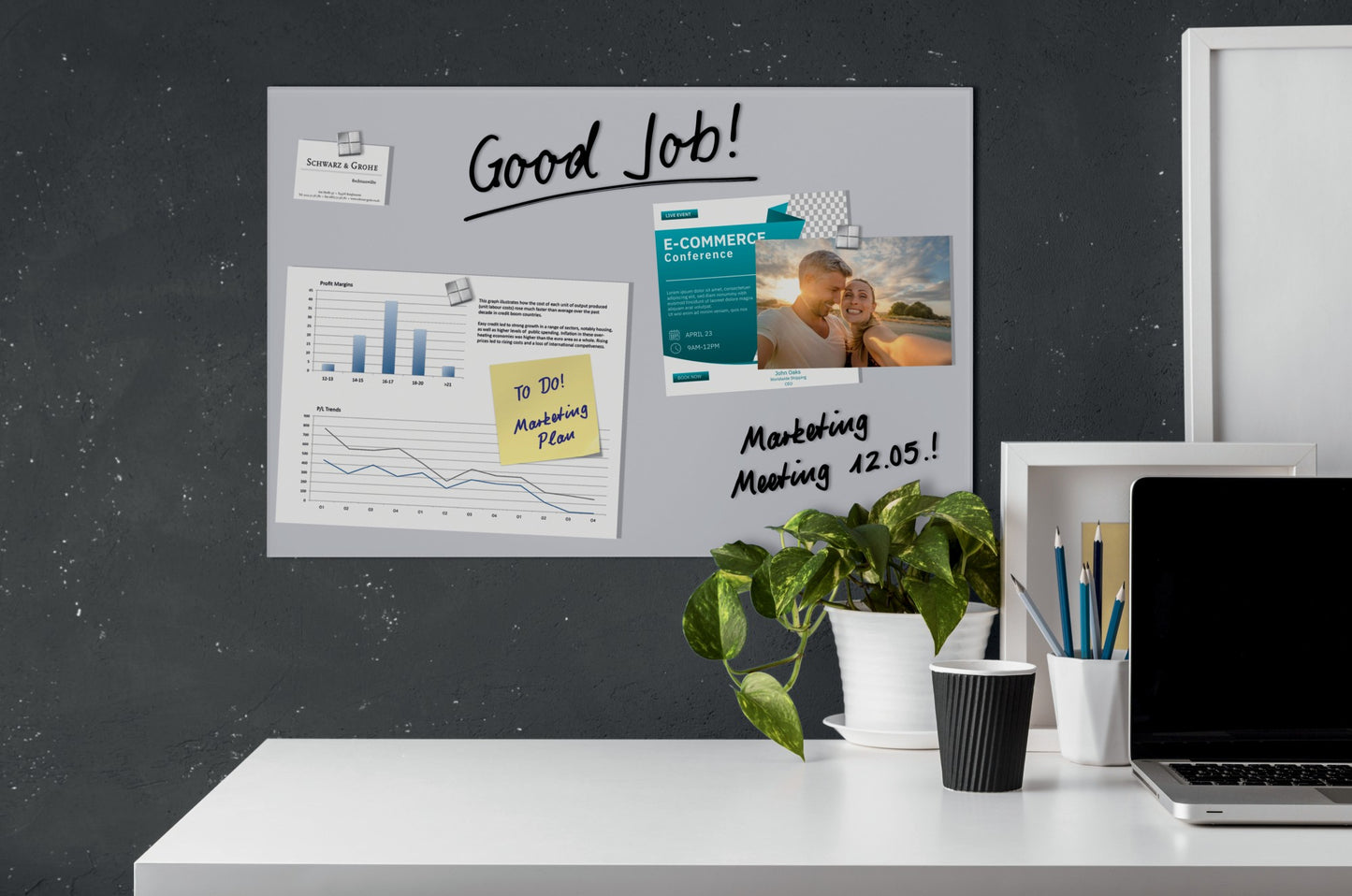 Sigel GL516 Glas Magnettafel Artverum 60x40 hellgrau Magnetboard BoardTafel Memo