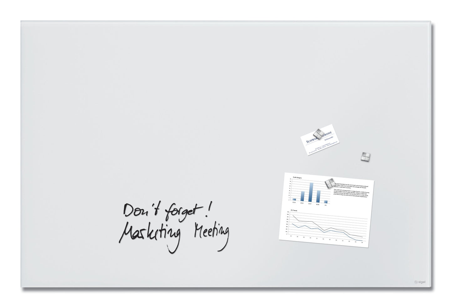Sigel GL541 Glas-Whiteboard Artverum 100x65 super-weiß Magnetboard Board Tafel