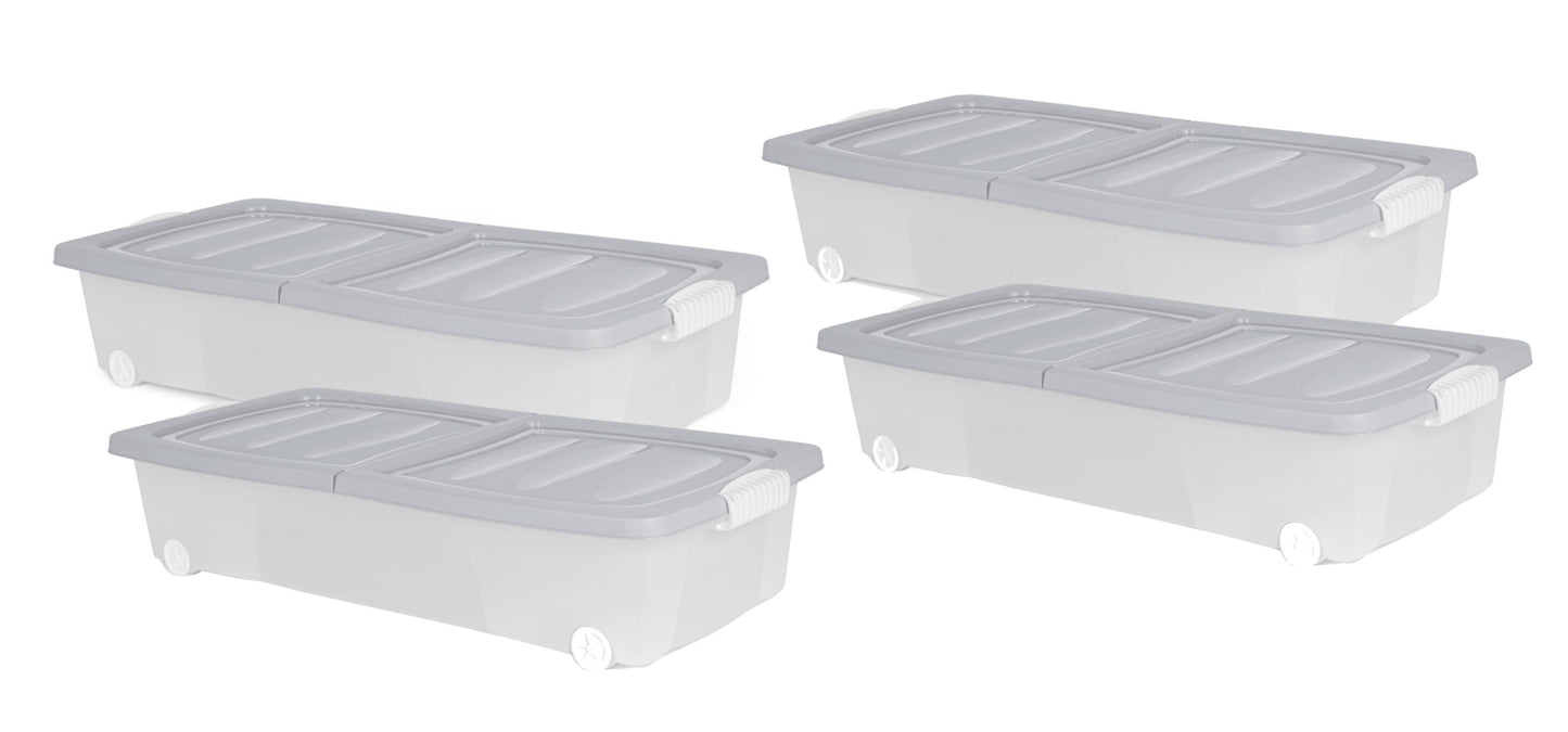 4x XL Unterbett Kommode mit Rollen 80cm Deckel Spielzeug Box Aufbewahrung Kiste
