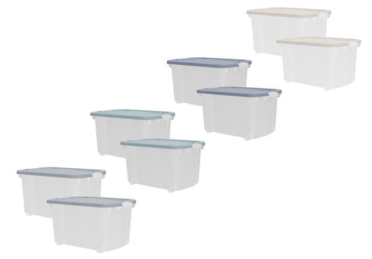 2x Aufbewahrungsbox 45L mit Deckel Kunststoffbox Stapelbox Lager Box Transparent