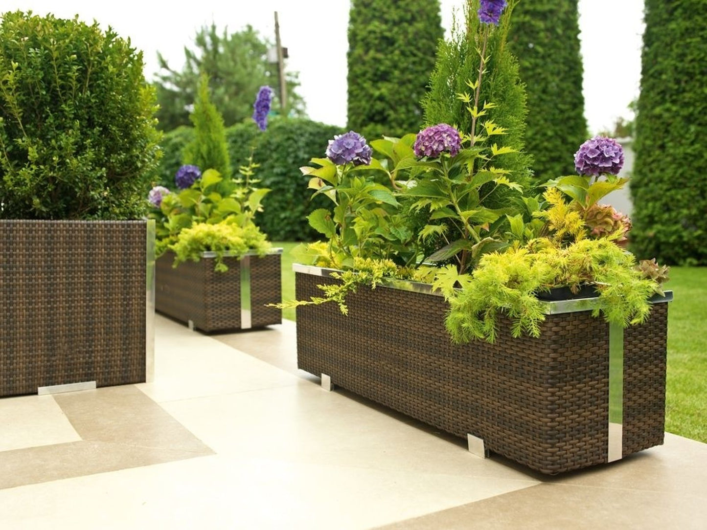 XL Polyrattan Pflanzgefäß Pflanzkübel Blumentopf Blumenkübel Übertopf Hochbeet