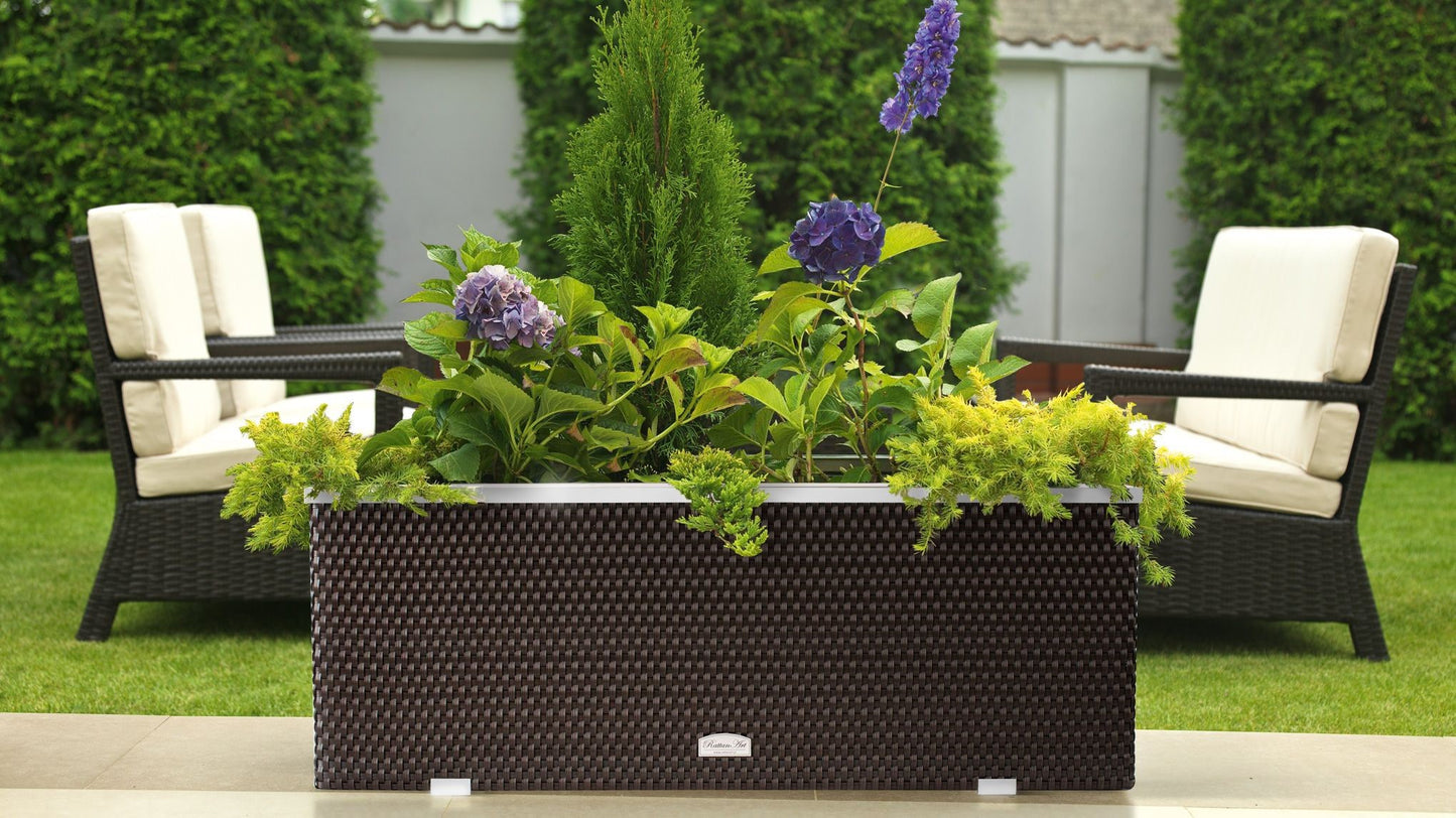 XL Polyrattan Pflanzgefäß Pflanzkübel Blumentopf Blumenkübel Übertopf Hochbeet