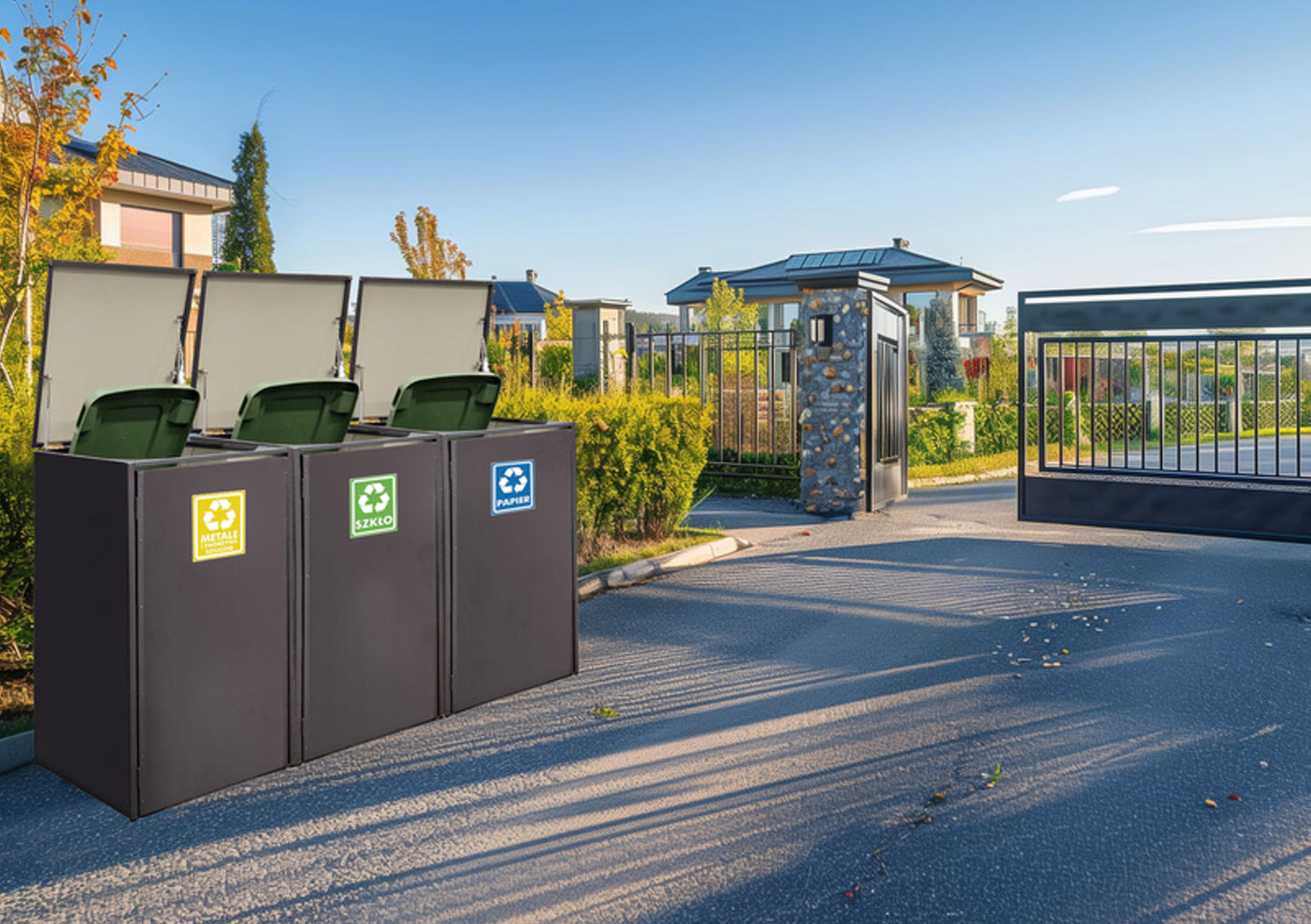 Premium Stahl Mülltonnenbox Anthrazit Aufbewahrung Set Mülltonnen Verkleidung