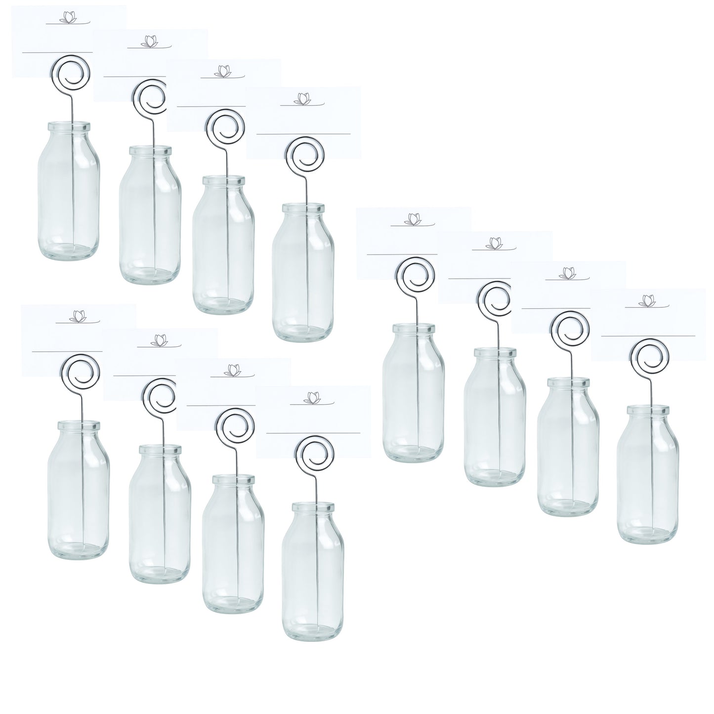 12x Glasflasche Platzkarte Kartenhalter Namensschild Tischkartenhalter Hochzeit