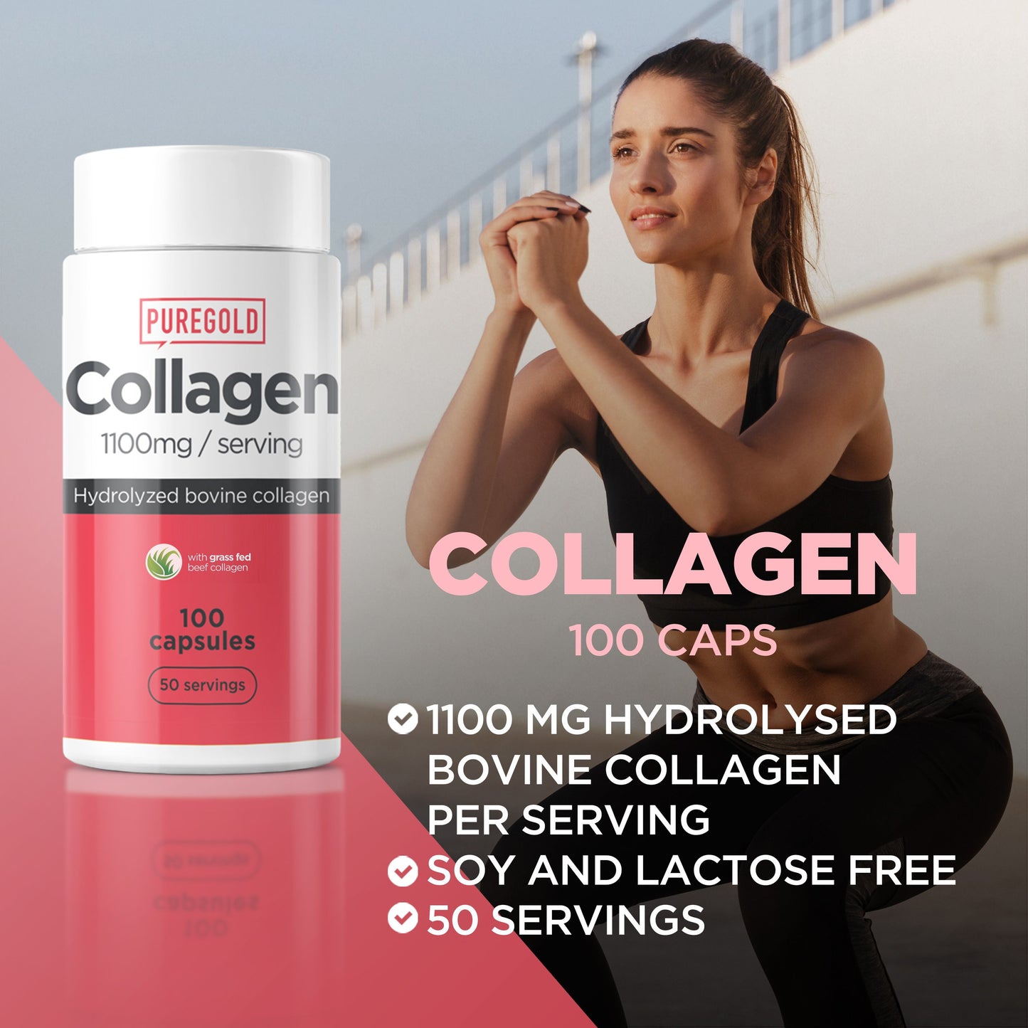 Pure Gold Protein Collagen Kapseln 100 St. Kollagen Rinderkollagen hydrolysiert
