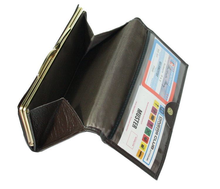 XL Leder Brieftasche Geldbeutel Damen Herren dunkel braun Portmonee Geldbörse