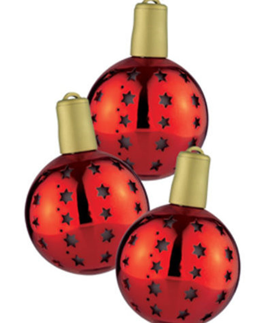 3x Lichterglanz LED Weihnachtsbaum Kugel Baum Schmuck beleuchtet kabellos rot