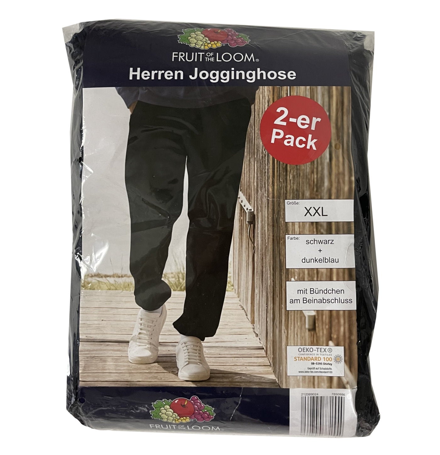 Fruit of the Loom Herren Jogginghose 2er Set Sporthose Fitness Hose schwarz blau