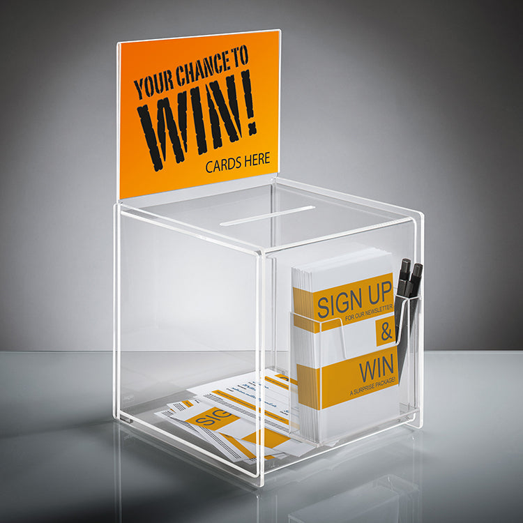 Sigel Aktionsbox VA152 klar Acryl A5 Losbox Spendenbox Promobox Sammelbox Box