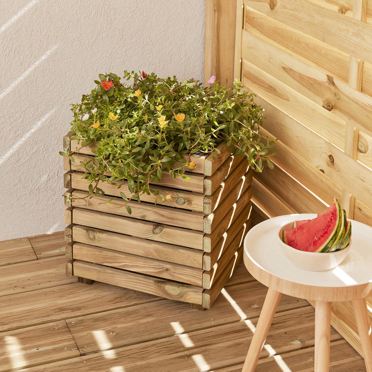 Pflanzkasten 13,5L Blumenkasten Pflanzgefäß Blumenkübel Holz Garten natur