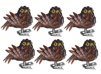 6x Vögel auf Clip Baumschmuck Vogel Dekoration Glitzer Schmuckstein Vogelfigur